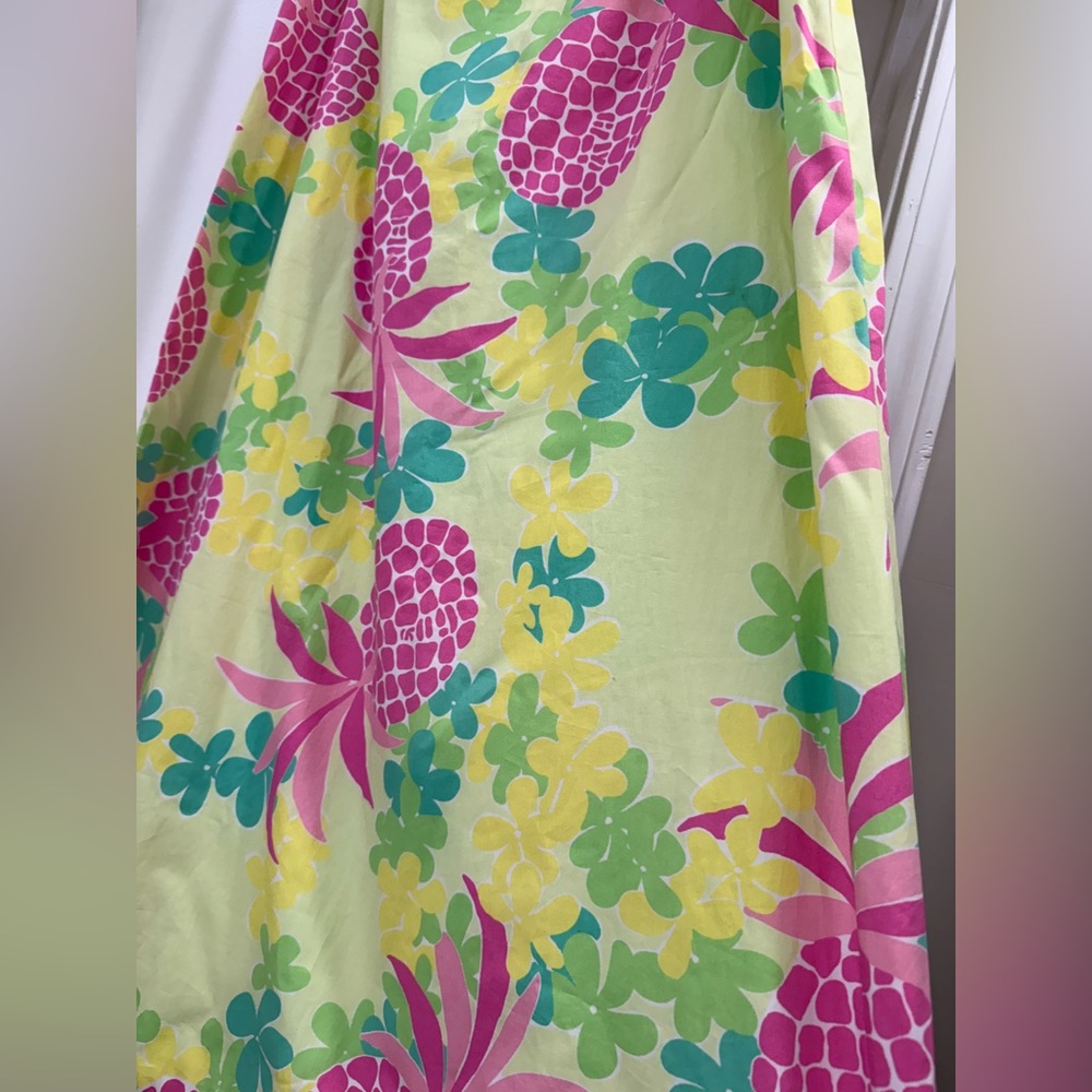 Lilly Pulitzer Vintage Pink Pineapple Floral Ruffled Maxi Skirt Size 12 - Picture 6 of 12